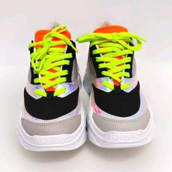 Steve Madden Gillah Multicolor Chunky Platform Sneakers 7 Neon Trendy Streetwear - Picture 4 of 15